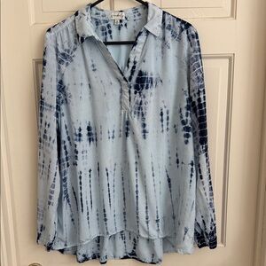 Wonderly Blue Tie-Dye Blouse